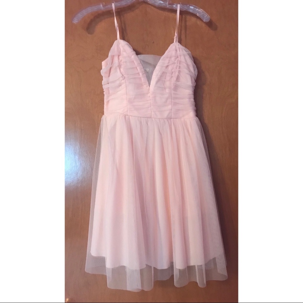 Emerald Sundae Pink Sundress with Spaghetti Straps and Plunge Neckline for Prom